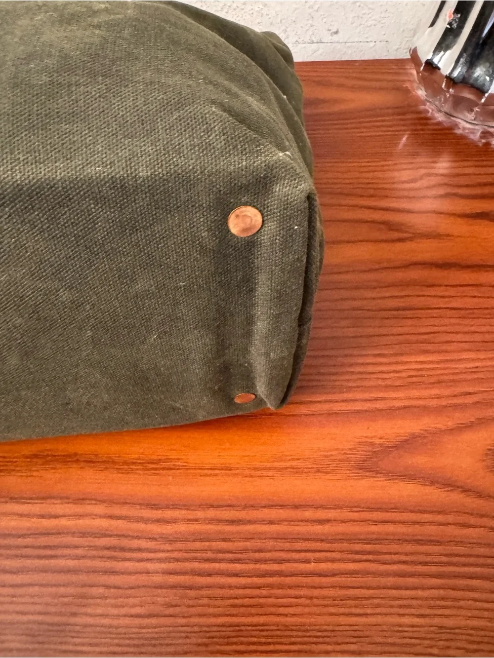 Hardmill Olive Green Waxed Canvas Duffel Tote with Brown Leather Handles